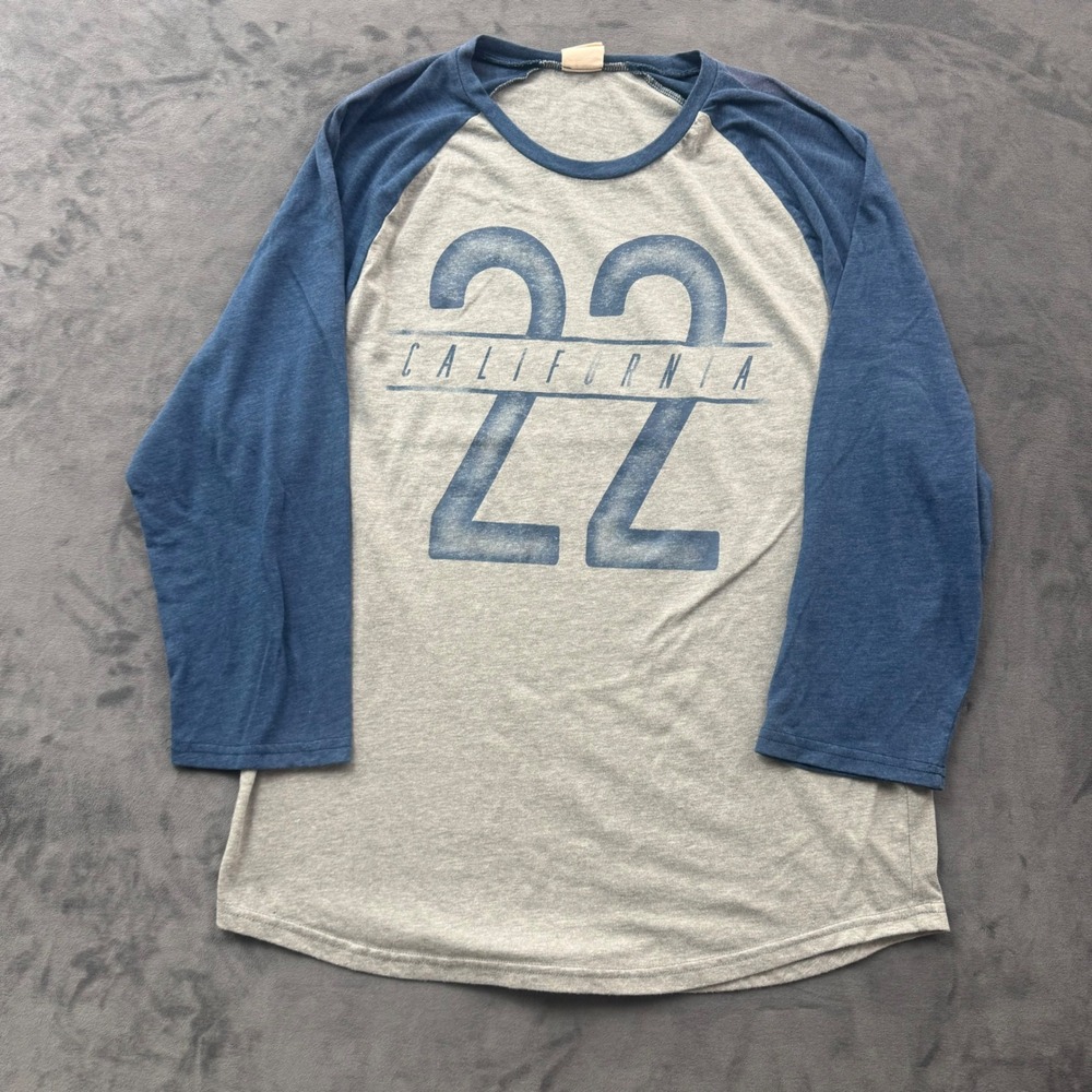 Hollister California 22 Raglan Baseball Tee Grey Blue XL